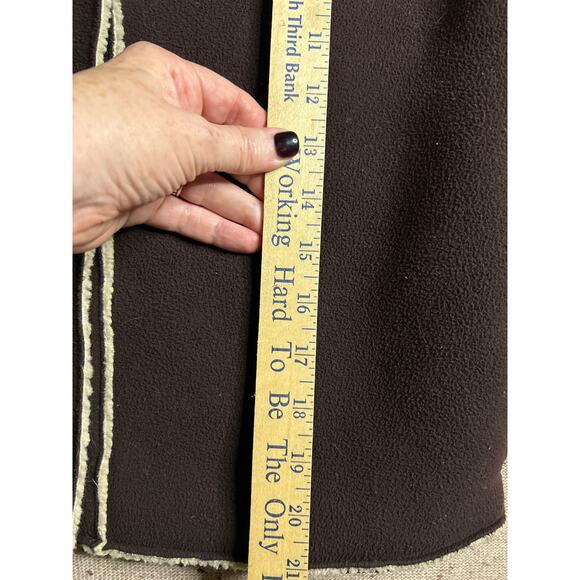 Vintage Ralph Lauren Faux Suede Sherpa Vest Brown Western Cabin Style Small - Picture 3 of 8